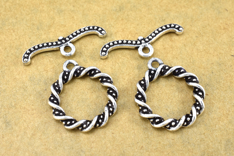 Antique Silver Twisted Toggle Clasps For Jewelry Makings
