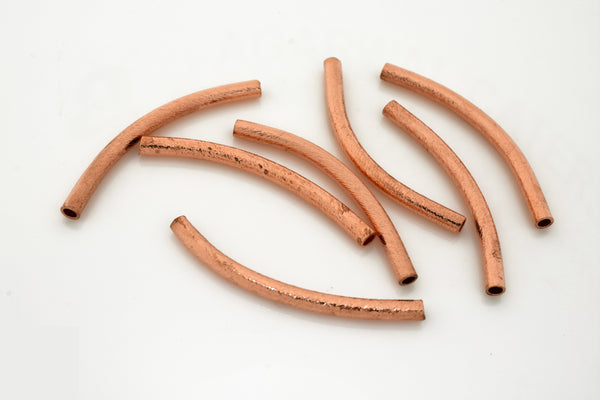 Bead, 12 OR 144 Copper Plated 38x2mm Curved Tube Beads with Bead, 12 OR 144 Copper Plated 38x2mm Curved Tube Beads with