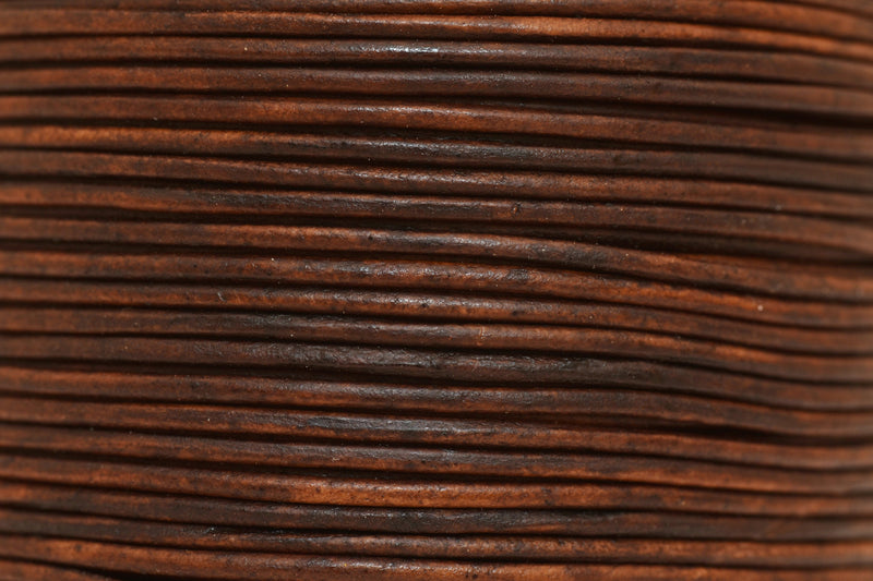 1.5mm Distressed Brown Leather Cord - Round
