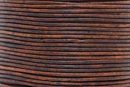 2mm Light Brown Leather Cord - Round - Distressed Matt Finish - Indian Leather - Wrap Bracelet Making Findings - Antique Color - Natural Dye