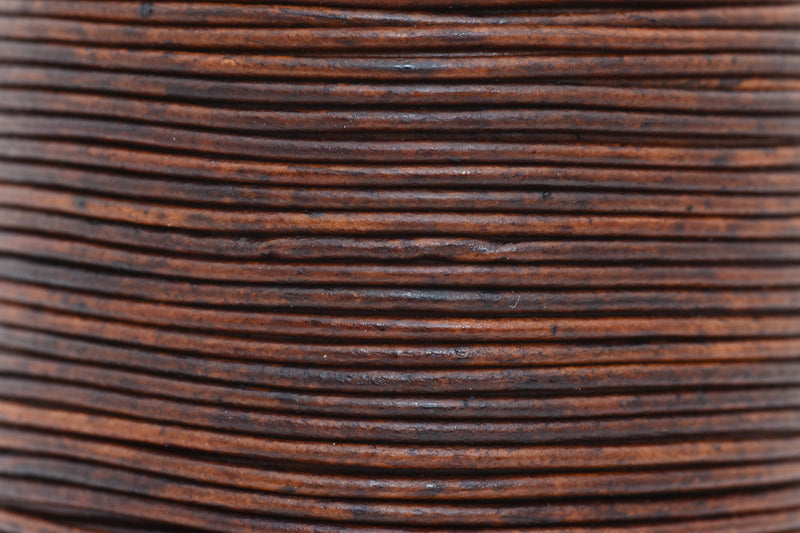 1mm Light Brown Leather Cord - Round - Distressed Matt Finish - Indian Leather - Wrap Bracelet Making Findings - Antique Color - Natural Dye