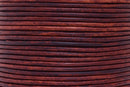3mm Distressed Red Brown Leather Cord - Round - Matt Finish - Indian Leather - Wrap Bracelet Making Findings - Antique Color - Natural Dye