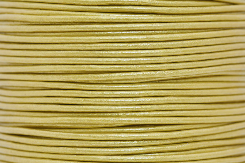 2mm Metallic Gold Leather Cord - Round - Premium Quality - Indian Leather - Wrap Bracelet Making Findings - Lead Free - Necklace Making