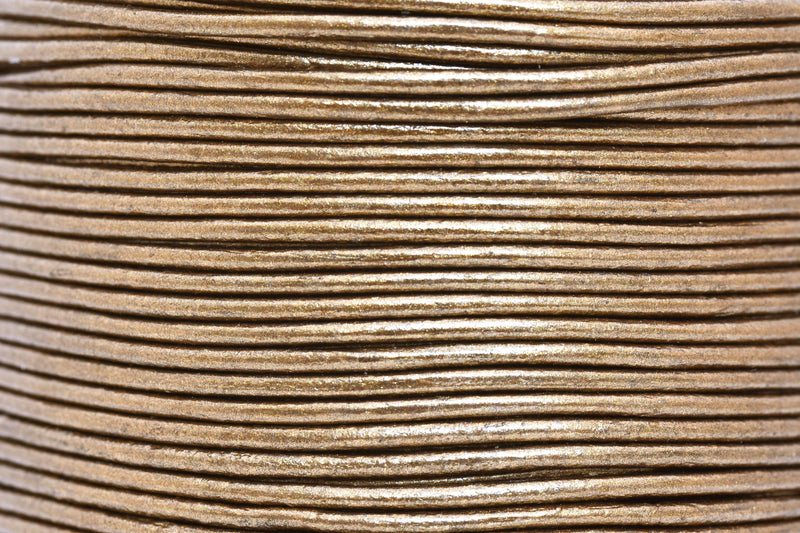 2mm Metallic Bronze Leather Cord - Round - Premium Quality - Indian Leather - Wrap Bracelet Making Findings - Lead Free - Necklace Making