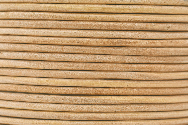 3mm Natural Beige color Leather Cord - Round - Premium Quality - Indian Leather - Wrap Bracelet Making Findings, Lead Free, Necklace Making