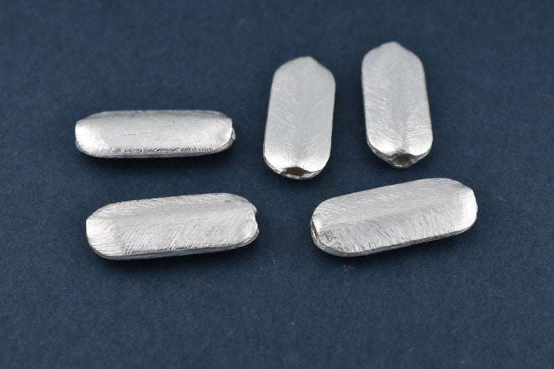 Silver Plated Oblong Flat Capsule Spacer Beads