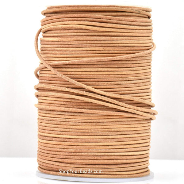 Natural Beige color Leather Cord Round For Jewelry Makings 