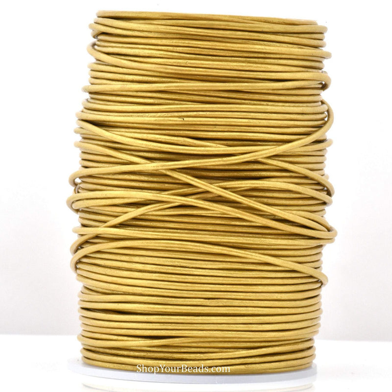 Metallic Gold Leather Cord Round For DIY Jewelry 