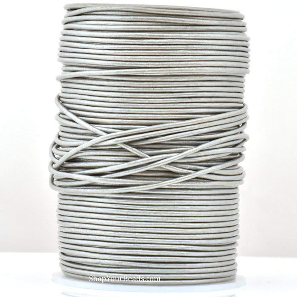 Metallic Silver Leather Cord Round For Jewelry Makings 