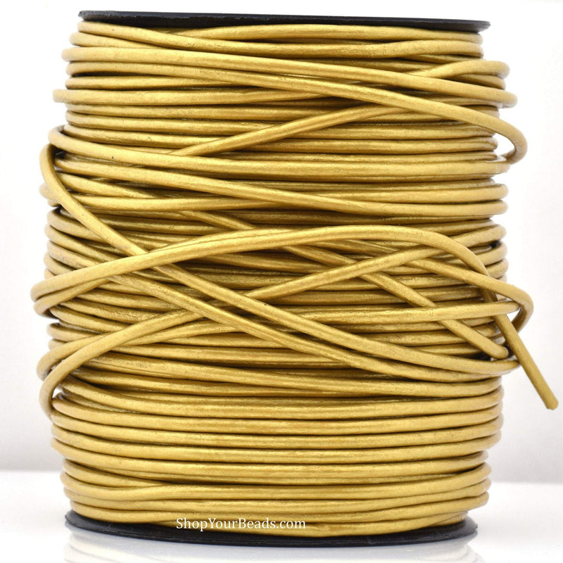 Metallic Gold Leather Cord Round For DIY Jewelry 