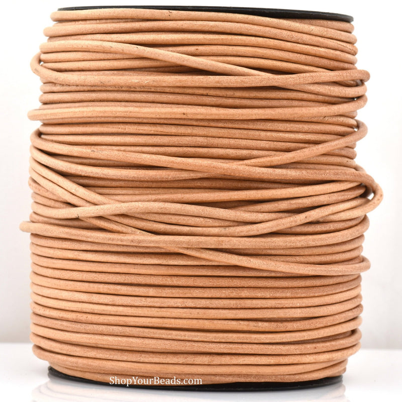Natural Beige color Leather Cord Round For DIY Jewelry 