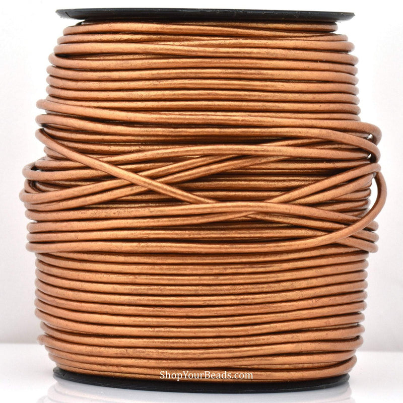 Metallic Copper Leather Cord Round For DIY Jewelry 