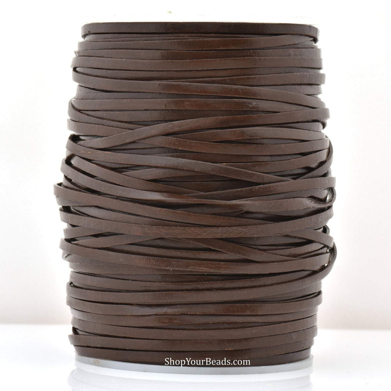 Flat Tan Brown Leather Cord Round For DIY Jewelry 
