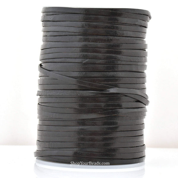 Flat Black Leather Cord Round For DIY Jewelry 