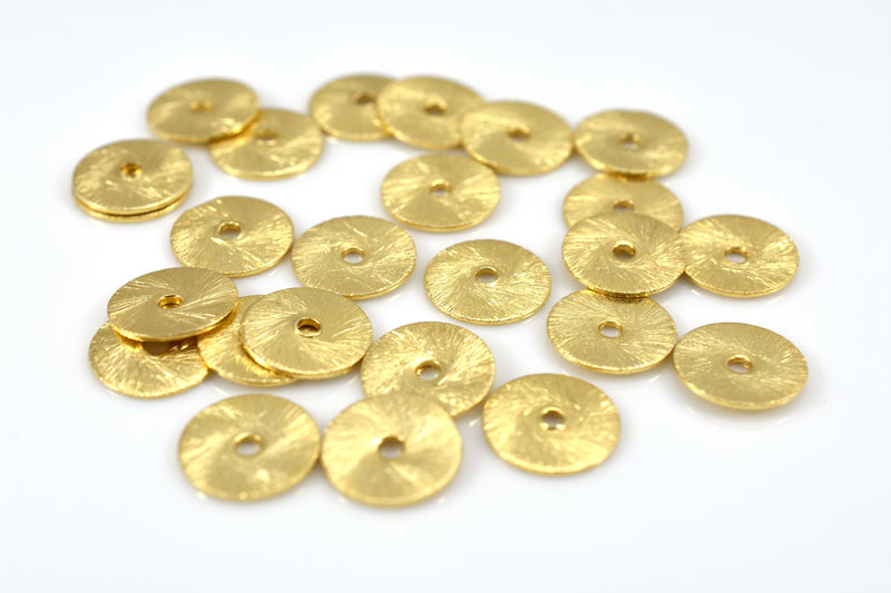 Gold Plated Heishi Flat Disc Spacer Beads - 12mm