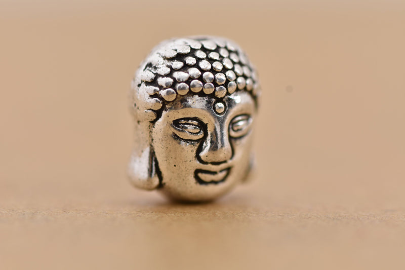 Antique Silver Plated Buddha Face Spacer Beads
