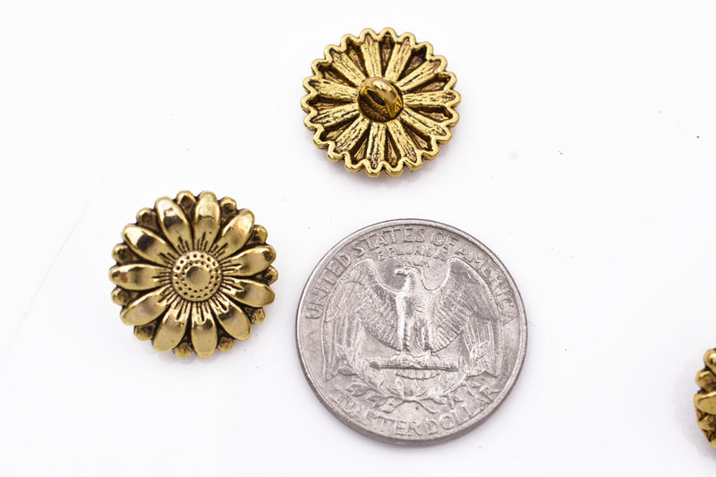 Gold Plated Flower Button Closures clasps