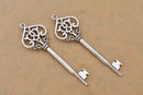 Antique Silver Plated Vintage Skeleton Keys Charms