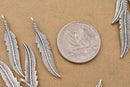 Antique Silver Plated Feather Charm - 38x7mm