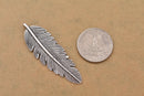 Antique Silver Plated Feather Charms - 56x18 mm