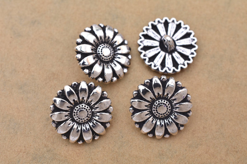 Antique Silver Plated Flower Button Closures Clasps