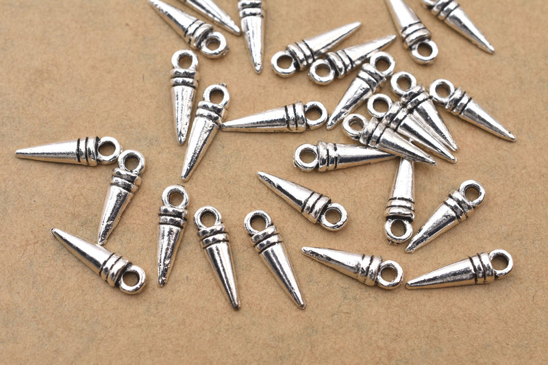 Antique Silver Spike Pendant Charms For Jewelry Makings 
