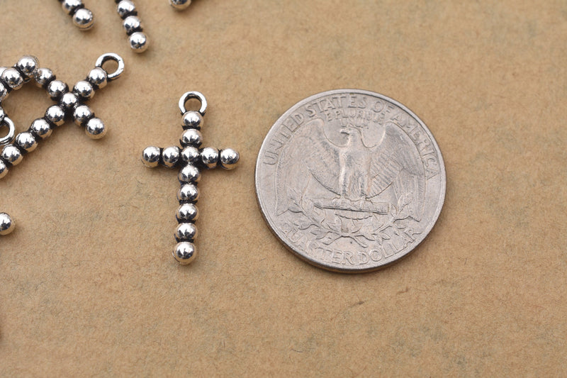 Antique Silver Plated Jesus Cross Charms