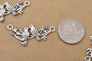 Antique Silver Plated Love Birds on Branch Link Charms