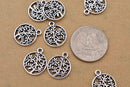 Antique Silver Plated Tree of Life Charm - 18mm