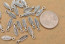 Antique Silver Plated Feather Charm - 17x5 mm