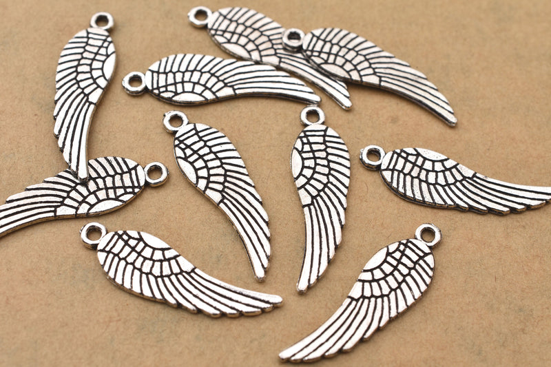 Antique Silver Wing Pendant Charms For  Jewelry Makings 