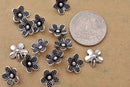 Antique Silver Plated Flower Charms - 12mm