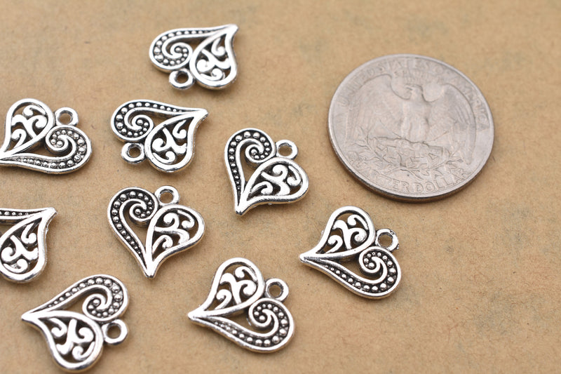 Antique Silver Plated Heart Charm