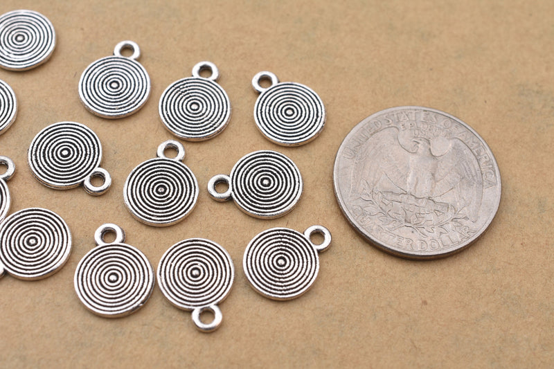 Antique Silver Plated Spiral Charms - 14mm