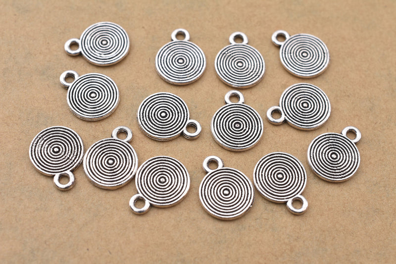 Antique Silver Circular Hypnotic Pendant Charms For Jewelry Makings