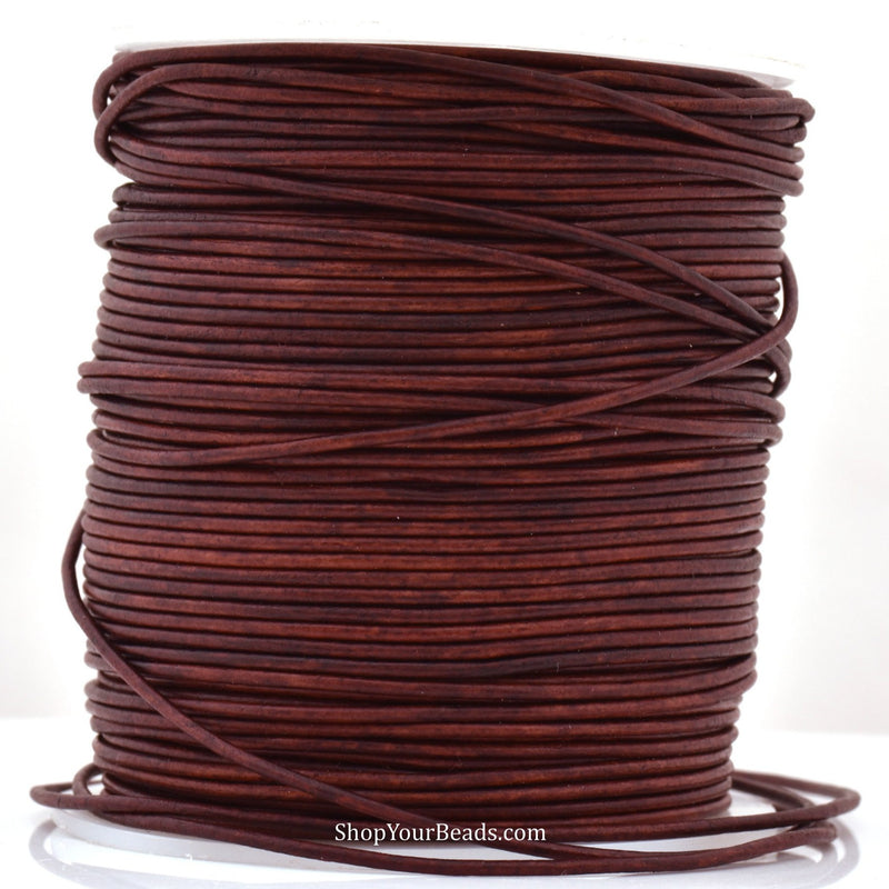 Distressed Red Brown Leather Cord Round For DIY Jewelry 
