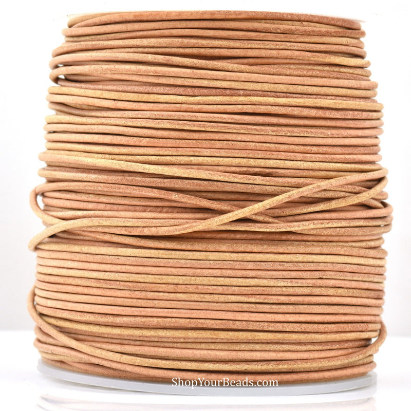 Natural Beige Color Leather Cord Round 