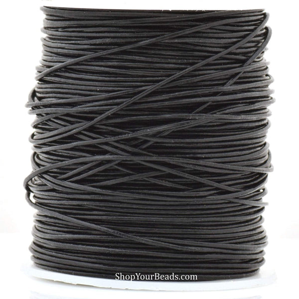 Natural Black Leather Cord Round For Jewelry Makings 