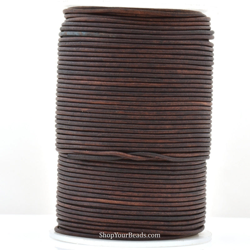 Distressed Brown Leather Cord Round For DIY Jewelry