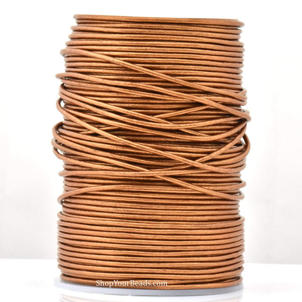 Metallic Copper Leather Cord Round For DIY Jewelry 