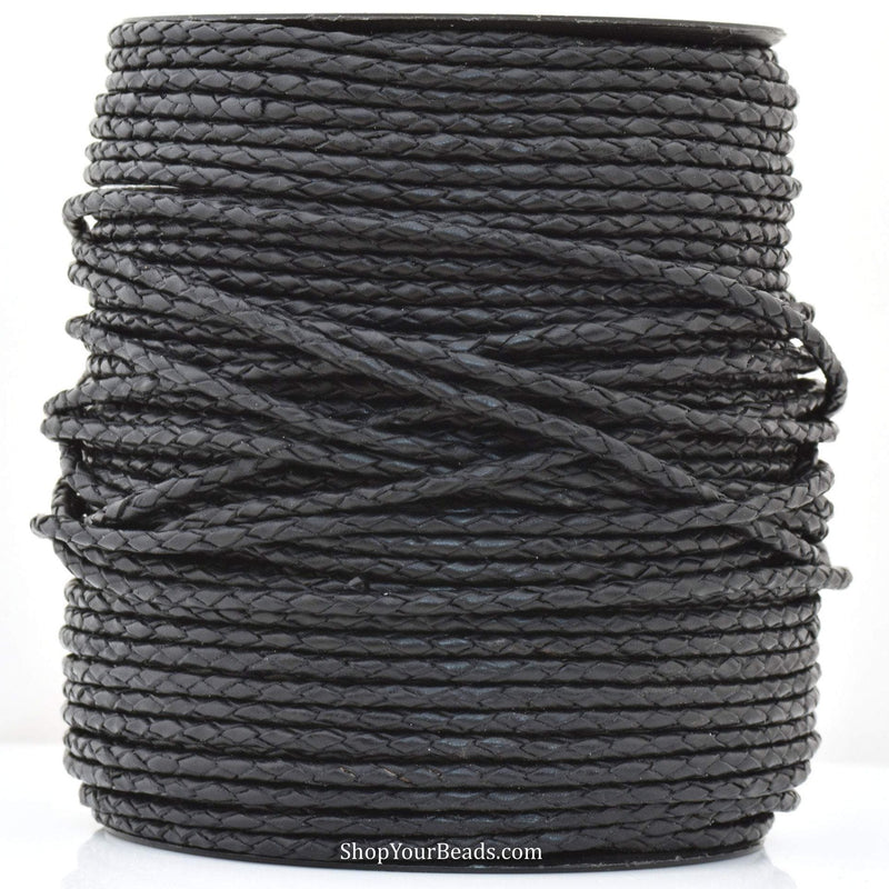 Round Bolo Braided Black Leather Cord Round For DIY Jewelry 