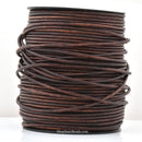Distressed Brown Leather Cord Round Matt Finish