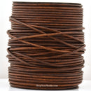Distressed Light Brown Leather Cord Matt Finish  Round 