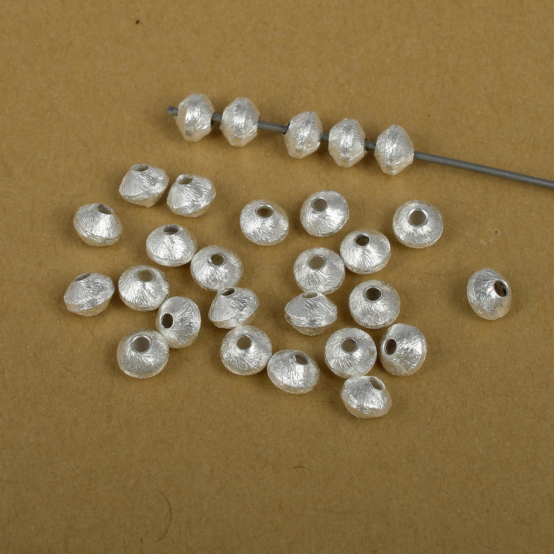 Silver Brushed Bicone Saucer Beads For Jewelry Makings 
