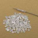 Silver Plated Flower Heishi Flat Disc Spacer Beads - 4mm