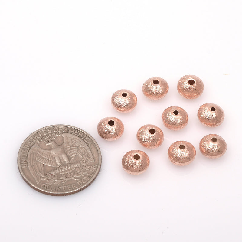 Rose Gold Plated 8mm Bi-cone Saucer Spacer Beads