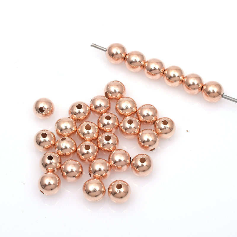 Rose Gold Shiny Ball Round Spacer Beas For Jewelry Makings 