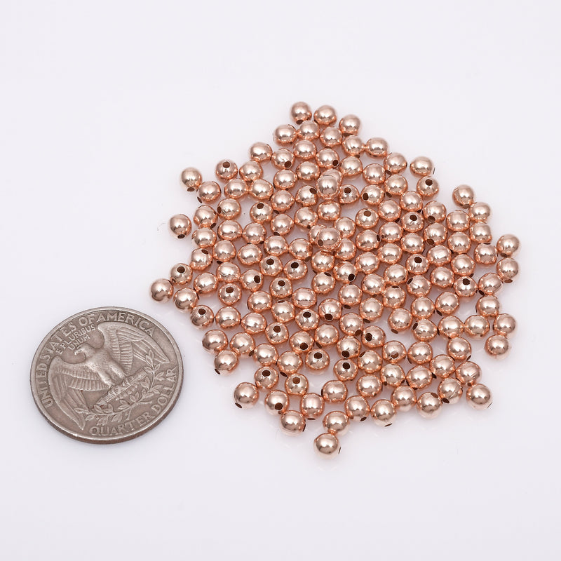 4mm Rose Gold Plated Round Ball Spacer Beads