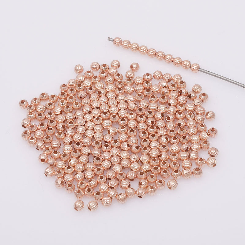 Rose Gold Corrugated Round Ball Beads For Jewelry Makings 