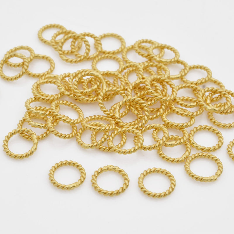 Gold Twisted Closed Connector Jump Rings For Jewelry Makings